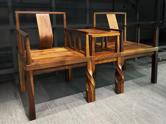 2036 Ming Intertwined 2 plus 1 明式繞腳椅 - 二加一